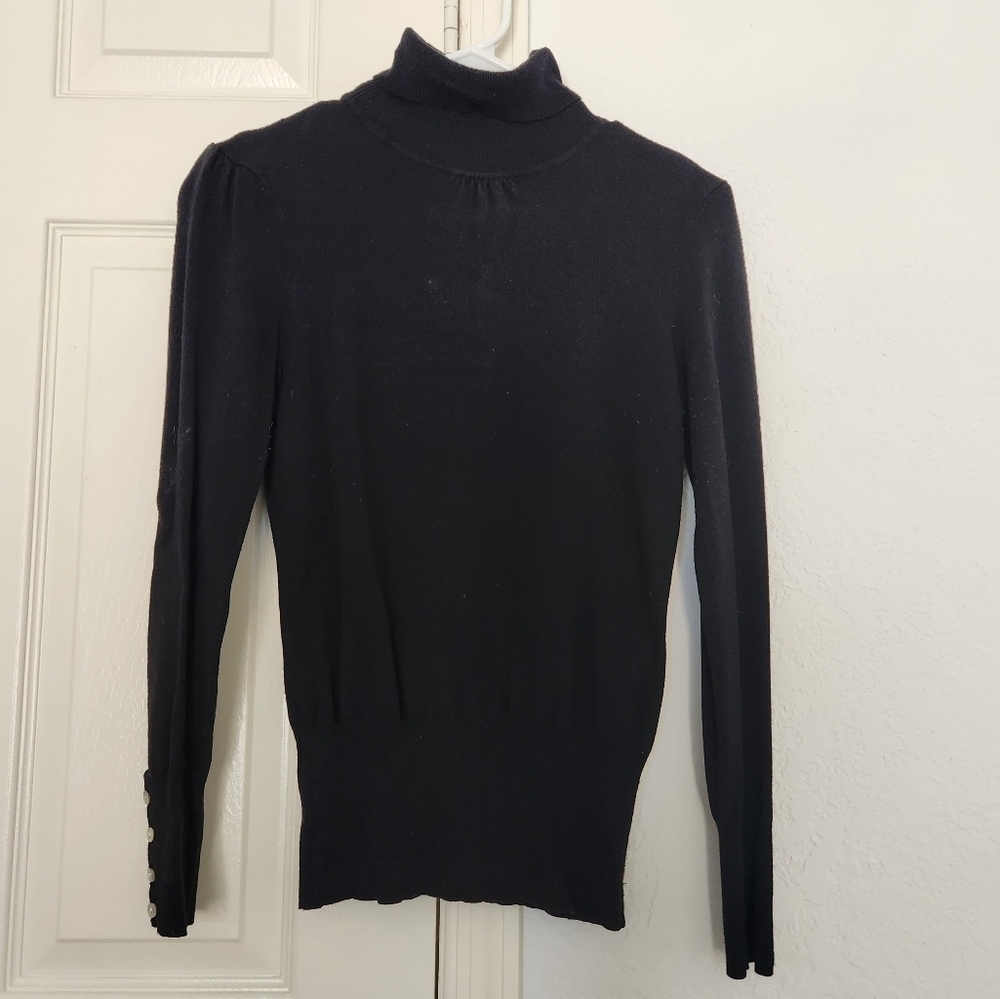 Cache Black Longsleeved Turtleneck Sweater. SZ Small